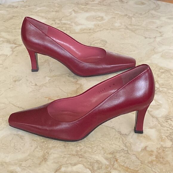 NWOT Etienne Aigner Leather Pumps Made in Spain Burgundy Red Vintage - Picture 8 of 14